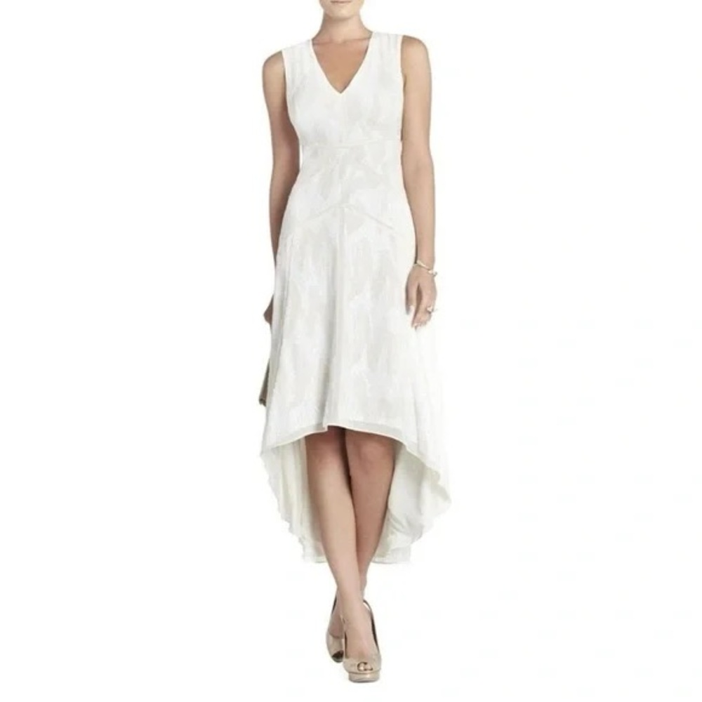 NWT BCBG MAXARIA High Low V Neck Sequin Salma Dress